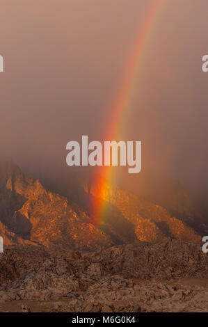 Rainbow, Alabama Hills, Eastern Sierra, Inyo National Forest, California Stock Photo