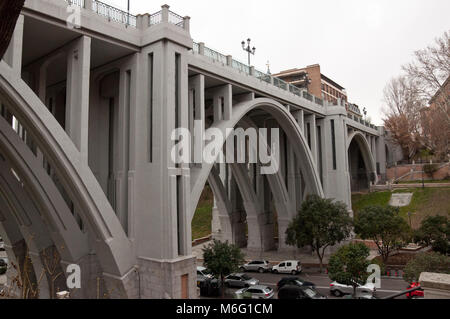 Segovia Viaduct in the La Latina neighborhood in Madrid, Spain Stock Photo