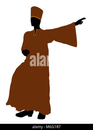 Male wearing a robe silhouette illustration on a white background Stock Photo