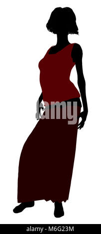 1920's female silhouette on a white background Stock Photo