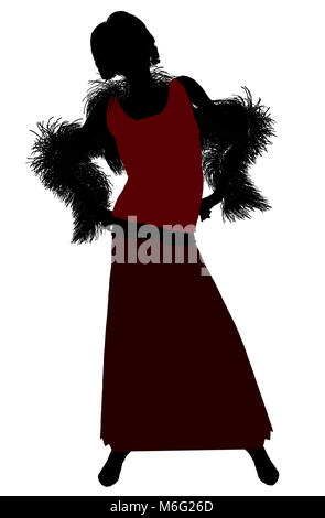 1920's female silhouette on a white background Stock Photo