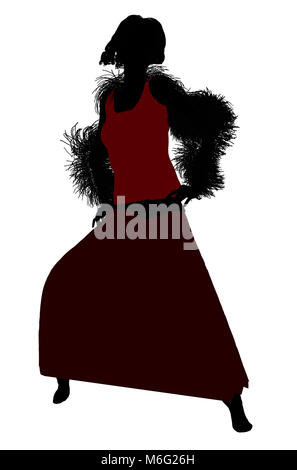 1920's female silhouette on a white background Stock Photo