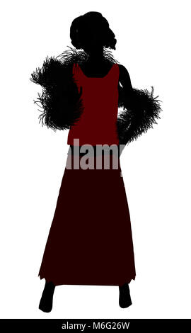 1920's female silhouette on a white background Stock Photo