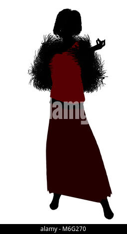 1920's female silhouette on a white background Stock Photo