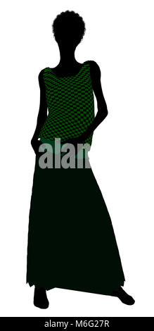 1920's female silhouette on a white background Stock Photo