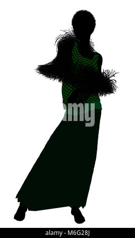 1920's female silhouette on a white background Stock Photo