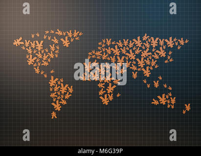 World map made up of currency symbols, business investment Stock Photo