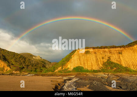 Rainbow, Sculptured Beach, Point Reyes National Seashore, Marin County, California Stock Photo