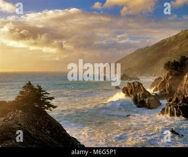 Surf, Clearing Storm, Pfeiffer-Burns State Park, Big Sur, Monterey County, California Stock Photo
