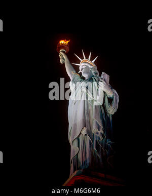 Statue of Liberty at night, New York Stock Photo