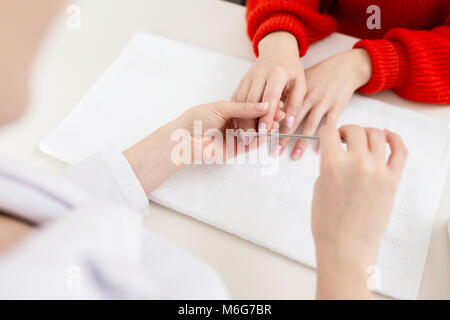 Receiving Procedure in Nail Salon Stock Photo