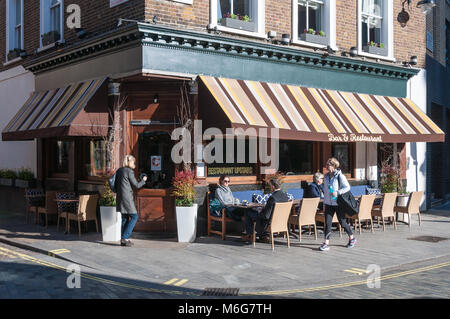 Exterior view of Caffe Caldesi in Marylebone Lane, London, England, UK Stock Photo