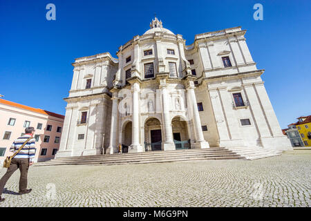 The Church of Santa Engracia converted into the National Pantheon with people comming inside, Lisbon, Portugal Stock Photo