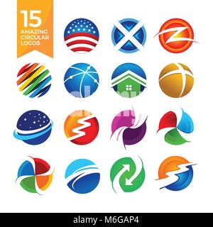 15 Amazing Circular Shape Logos Vector Symbol Graphic Design Stock Vector
