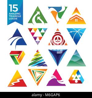 15 Amazing Triangle Shape Logos Vector Symbol Graphic Design Stock Vector