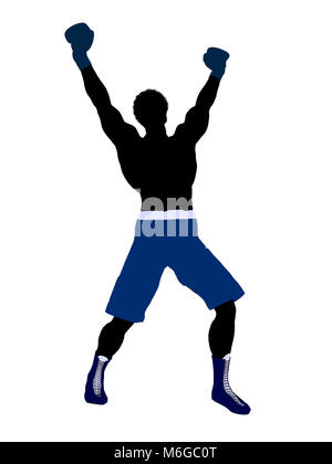 African american male boxer art illustration silhouette on a white background Stock Photo