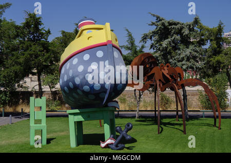 Yerevan, Armenia- September 14, 2013: Modern art statue of owl near the Yerevan Cascade, a giant stairway in Yerevan, Armenia. One of the most importa Stock Photo