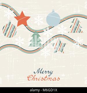 Vintage card with Christmas balls. Vector illustration Stock Vector