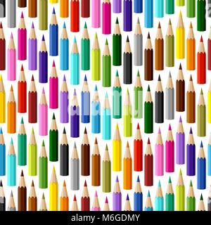 Background with colored pencils. Vector seamless pattern Stock Vector