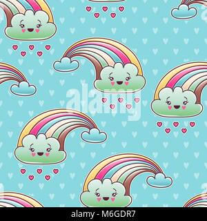 Seamless kawaii child pattern with cute doodles Stock Vector