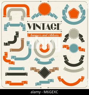Retro banners and ribbons. Stock Vector