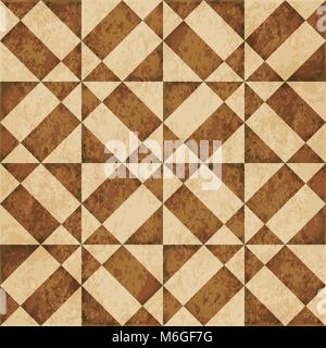 Retro brown watercolor texture grunge seamless background triangle square geometry Stock Vector