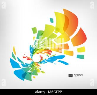 Abstract colorful geometric composition with circles on white background Stock Vector