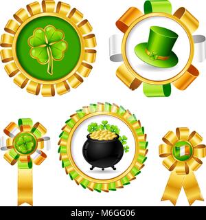Award ribbons with Saint Patrick's day objects Stock Vector