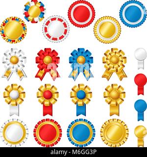 Blank award ribbon rosettes Stock Vector