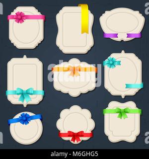 Collection of badges, labels, tags with bows and ribbons Stock Vector