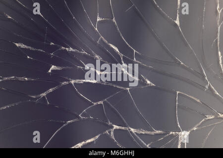 Close-up macro of broken dark glass. Abstract black background with white lines. Elements of smartphone (screen). Stock Photo