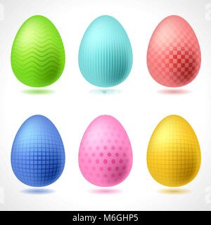 Set of 6 vector patterned Easter Eggs Stock Vector