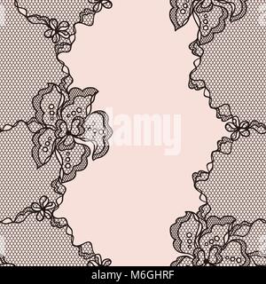 Lace fabric seamless pattern with abstract flowers Stock Vector