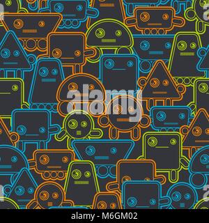 Cartoon robots seamless pattern Stock Vector