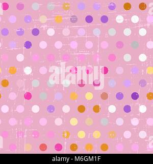 Seamless polka dot pattern on grunge background Stock Vector