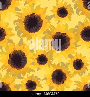 Sunflower flower seamless pattern Stock Vector