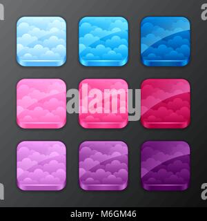 Set of backgrounds with clouds for the app icons Stock Vector