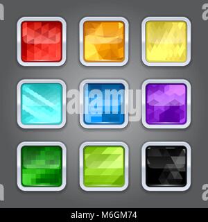 Set of backgrounds with metal border for the app icons Stock Vector