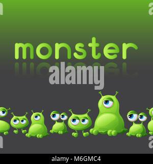 Abstract background with cute monsters Stock Vector