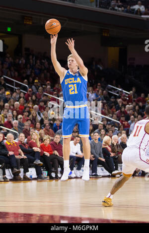 March 03, 2018: UCLA Bruins guard Alec Wulff (21) shoots the ball in a NCAA Basketball game between the UCLA Bruins vs USC Trojans at the Galen Center in Los Angeles, CA: Jordon Kelly/CSM(Jordon Kelly : © Cal Sport Media) Credit: Cal Sport Media/Alamy Live News Stock Photo