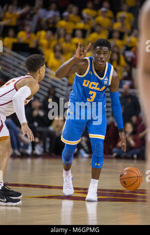 March 03, 2018: UCLA Bruins guard Aaron Holiday (3) in a NCAA Basketball game between the UCLA Bruins vs USC Trojans at the Galen Center in Los Angeles, CA: Jordon Kelly/CSM(Jordon Kelly : © Cal Sport Media) Credit: Cal Sport Media/Alamy Live News Stock Photo