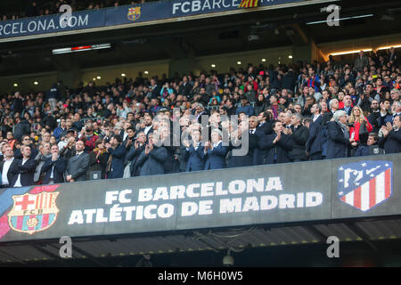 Barcelona, Spain. 04th Mar, 2018. Josep Maria Bartomeu and Enrique Cerezo, the presidents of FC Barcelona and Atletico Madrid during the match between FC Barcelona against Atletico Madrid, for the round 27 of the Liga Santander, played at Camp Nou Stadium on 4th March 2018 in Barcelona, Spain. Credit: Gtres Información más Comuniación on line, S.L./Alamy Live News Stock Photo