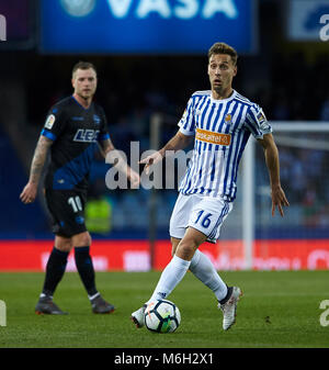 San Sebastian, Spain. 04th Mar, 2018. (16) Sergio Canales during the Spanish La Liga soccer match between Real Sociedad and Deportivo Alaves, at Anoeta stadium, in San Sebastian, northern Spain, Sunday, March. 04, 2018. Credit: Gtres Información más Comuniación on line, S.L./Alamy Live News Stock Photo