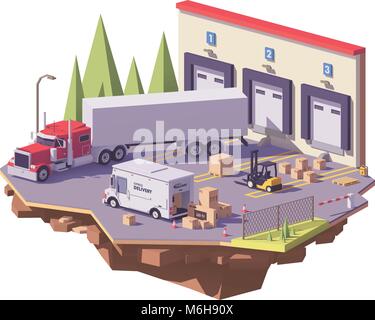 Vector low poly warehouse Stock Vector