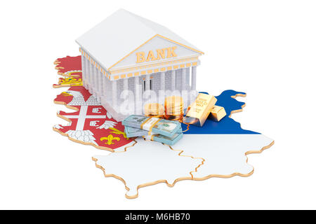 Banking system in Serbia concept. 3D rendering isolated on white background Stock Photo