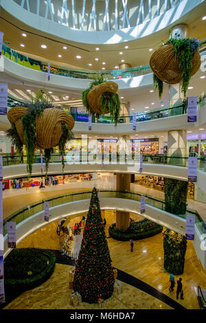 Christmas decoration in the different floors of the main hall of a shopping mall in the centre of town Stock Photo