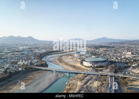 General view from Gunma prefectual  office building observatory, Maebashi City, Gunma Prefecture, Japan Stock Photo