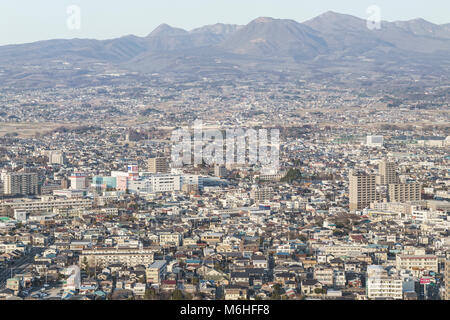 General view from Gunma prefectual  office building observatory, Maebashi City, Gunma Prefecture, Japan Stock Photo