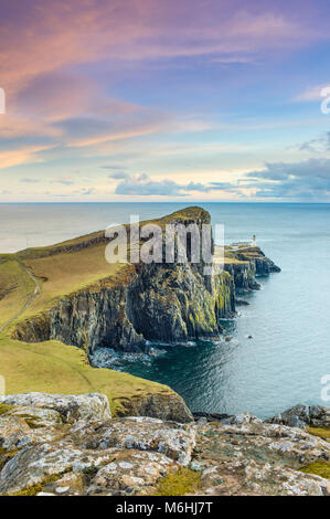 Neist Point is a popular viewpoint on the most westerly point of Skye. Stock Photo