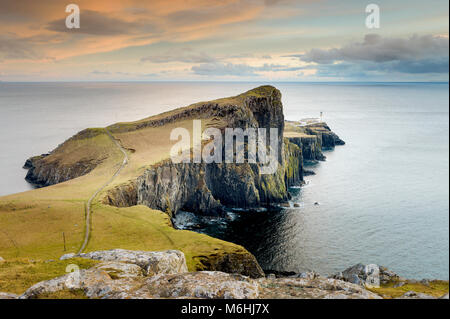 Neist Point is a popular viewpoint on the most westerly point of Skye. Stock Photo